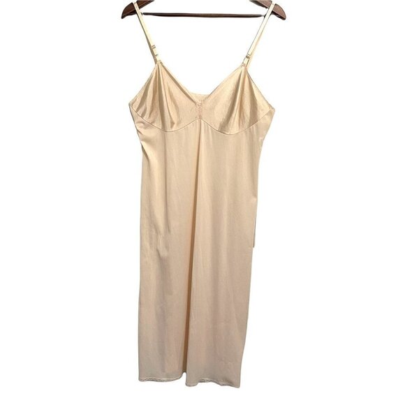 Vintage Vanity Fair Womens Beige Lace Spaghetti Strap Slip Dress Nightgown Large - Picture 1 of 8